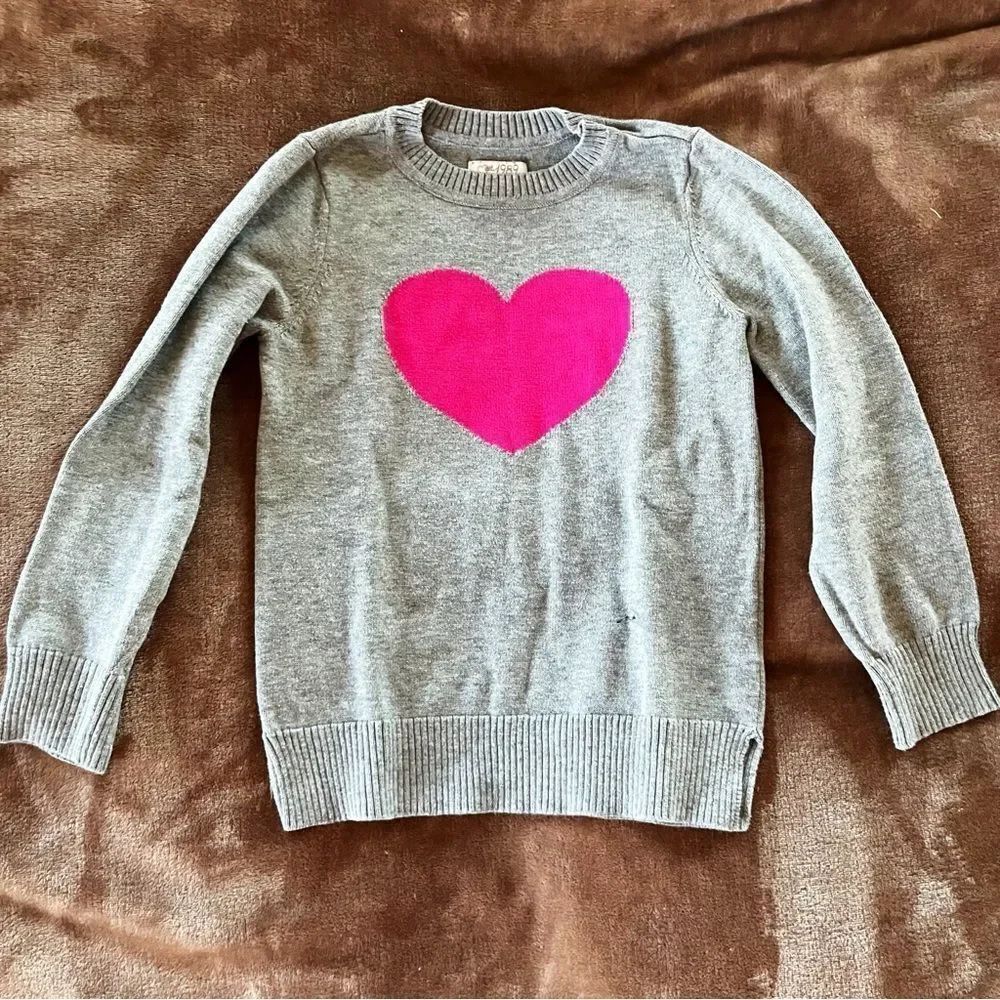 Place Girls Gray Sweater with Bright Pink Heart